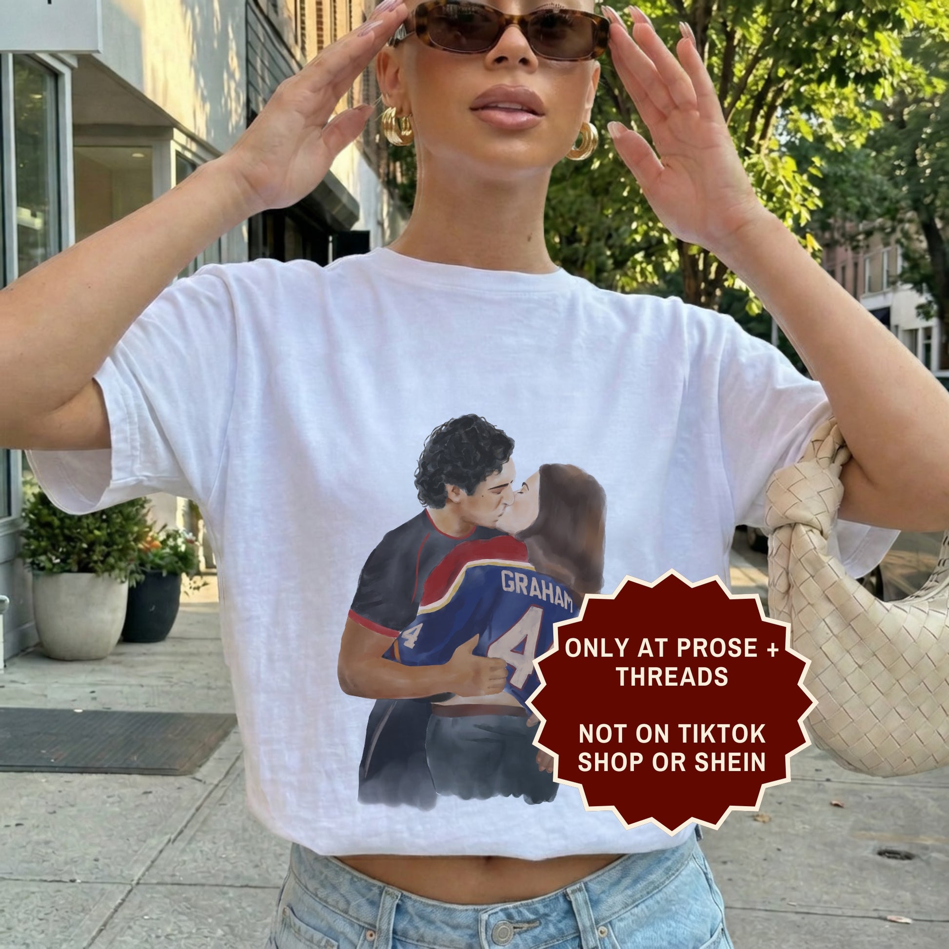 Hockey Romance Watercolor Shirt Featuring a Romantic Hockey Couple