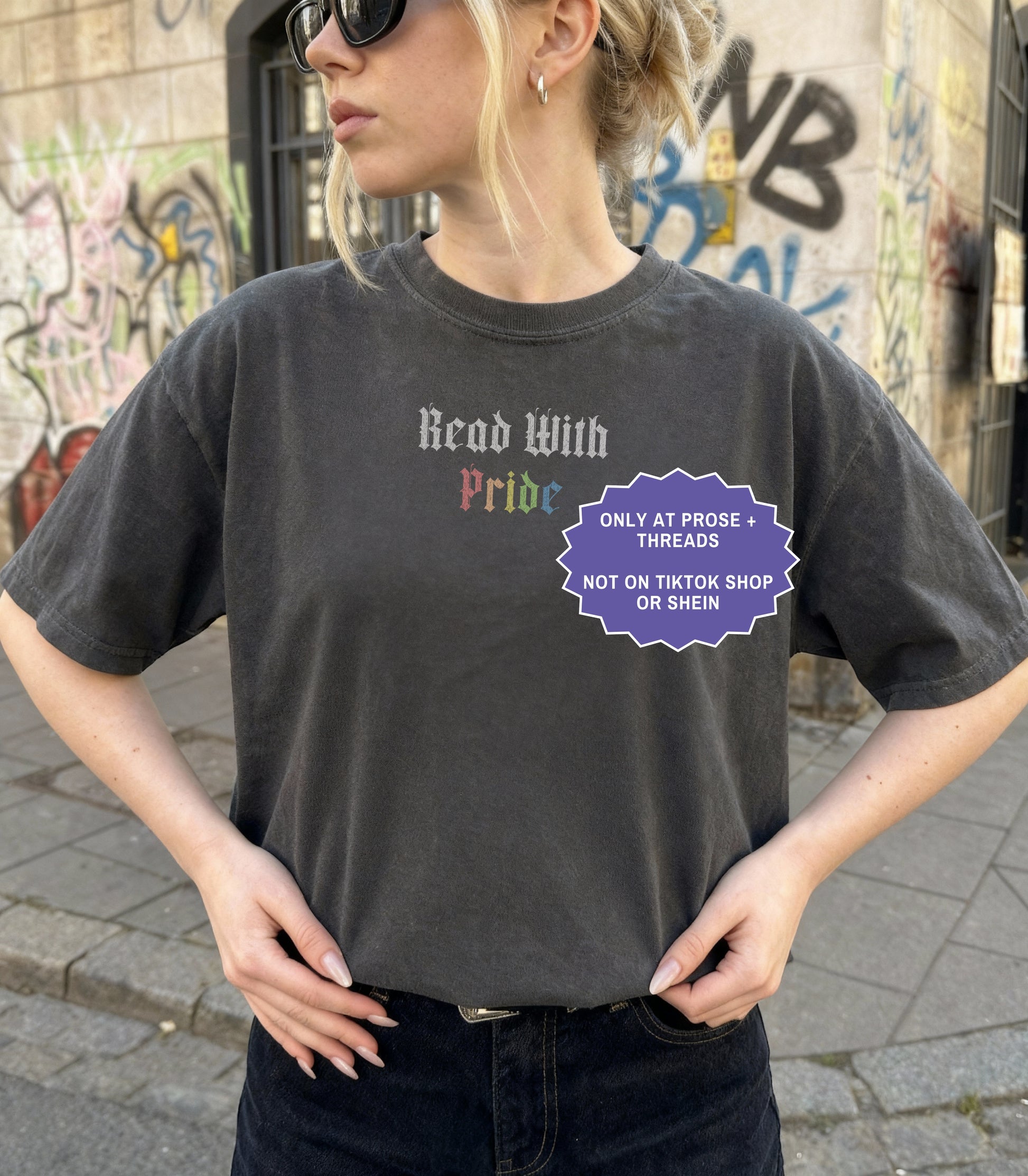 Read With Pride LGBTQ book lover shirt on pepper Comfort Colors t-shirt