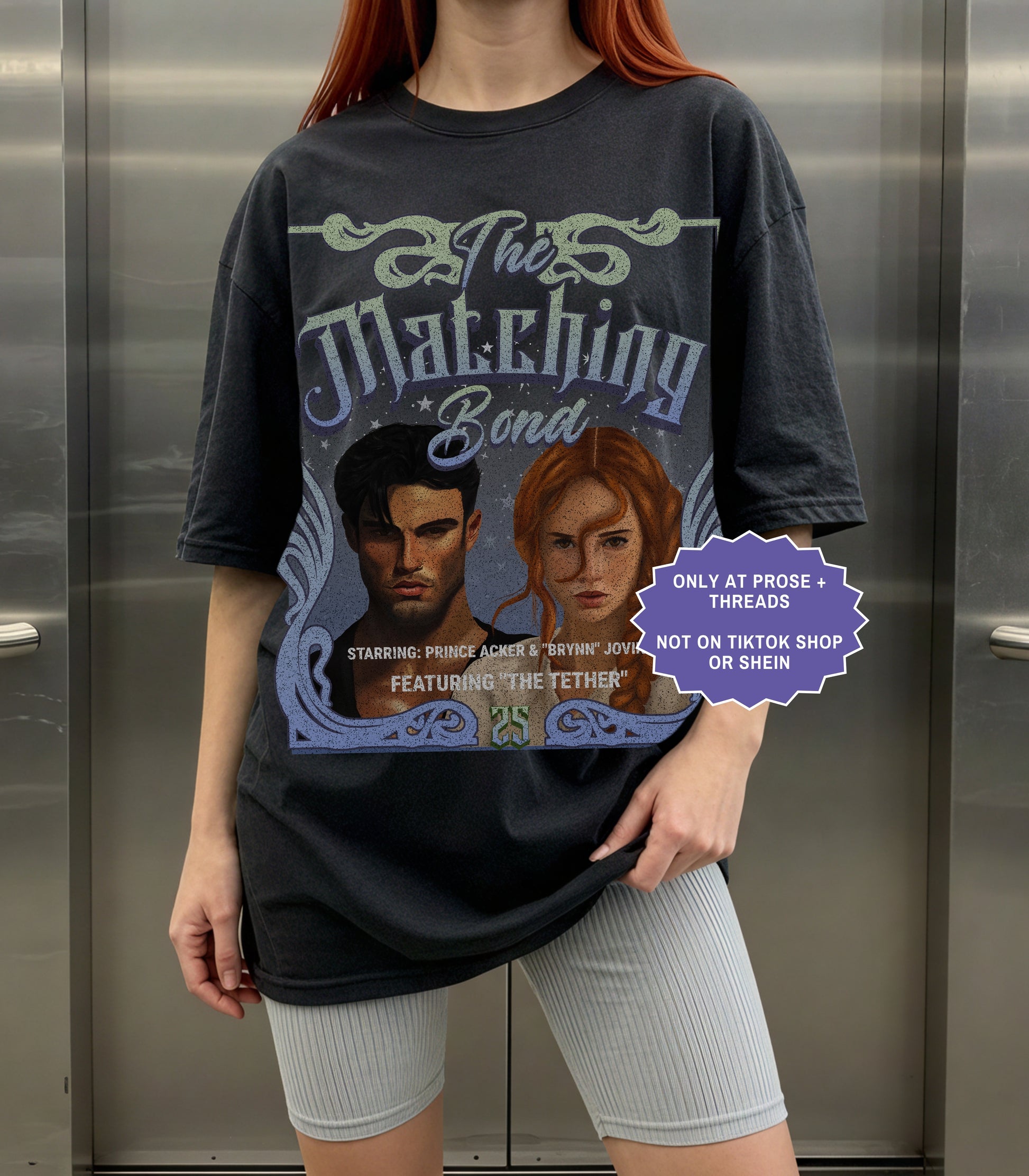Fantasy romance shirt inspired by Metal Slinger featuring Acker and Brynn matching bond artwork with vintage romantasy aesthetic