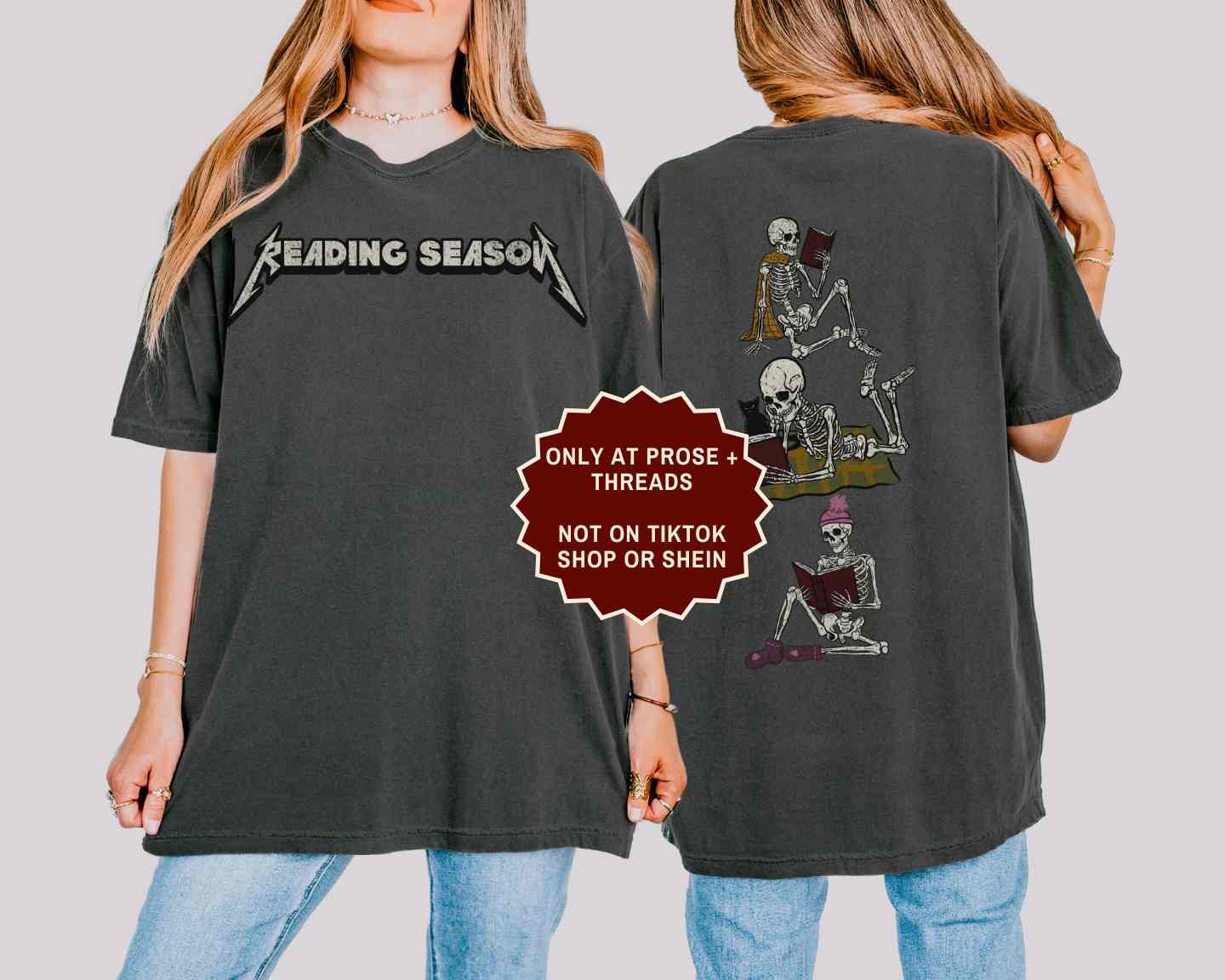 Reading Season Shirt featuring a skeleton reader graphic for book lovers