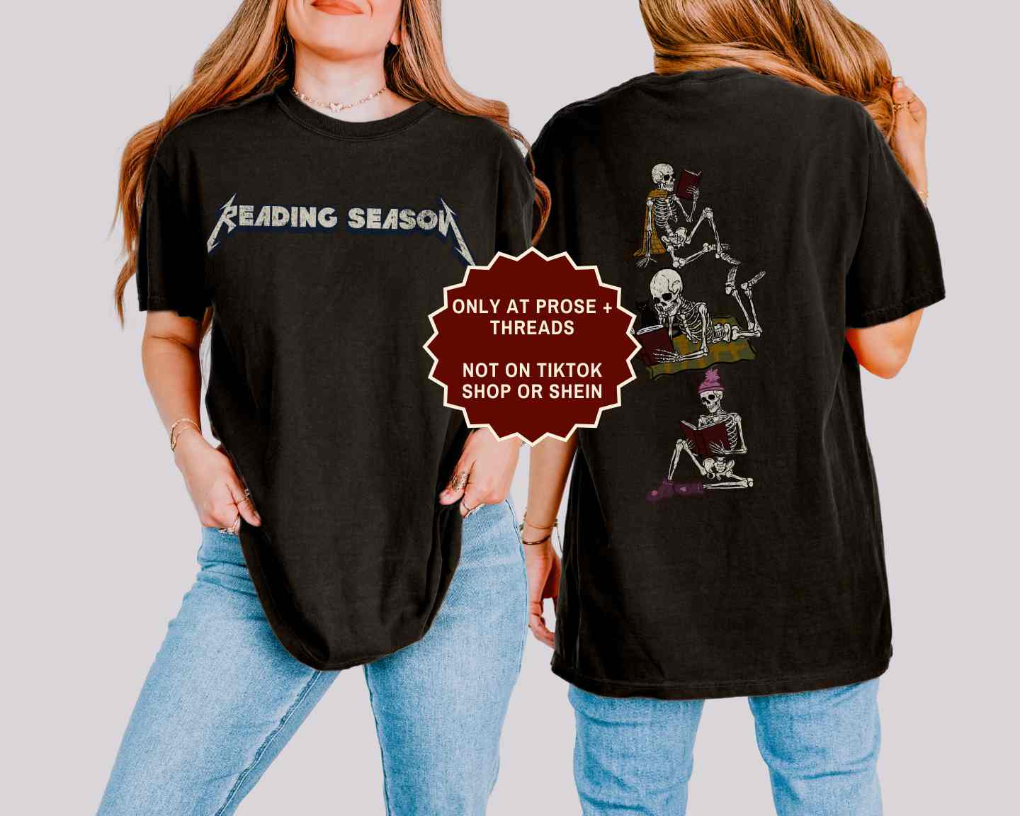 Reading Season Shirt featuring a skeleton reader graphic for book lovers