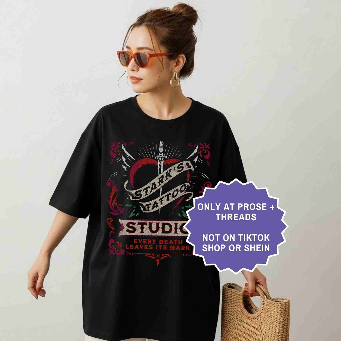 Stark’s Tattoo Studio tee inspired by Dire Bound. Dark romantasy shirt for BookTok readers and fantasy book lovers.
