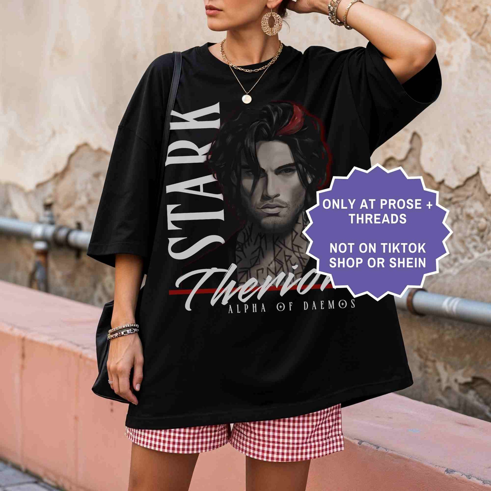 Stark Therion tee inspired by Dire Bound. A dark romantasy shirt for book lovers and fantasy readers.