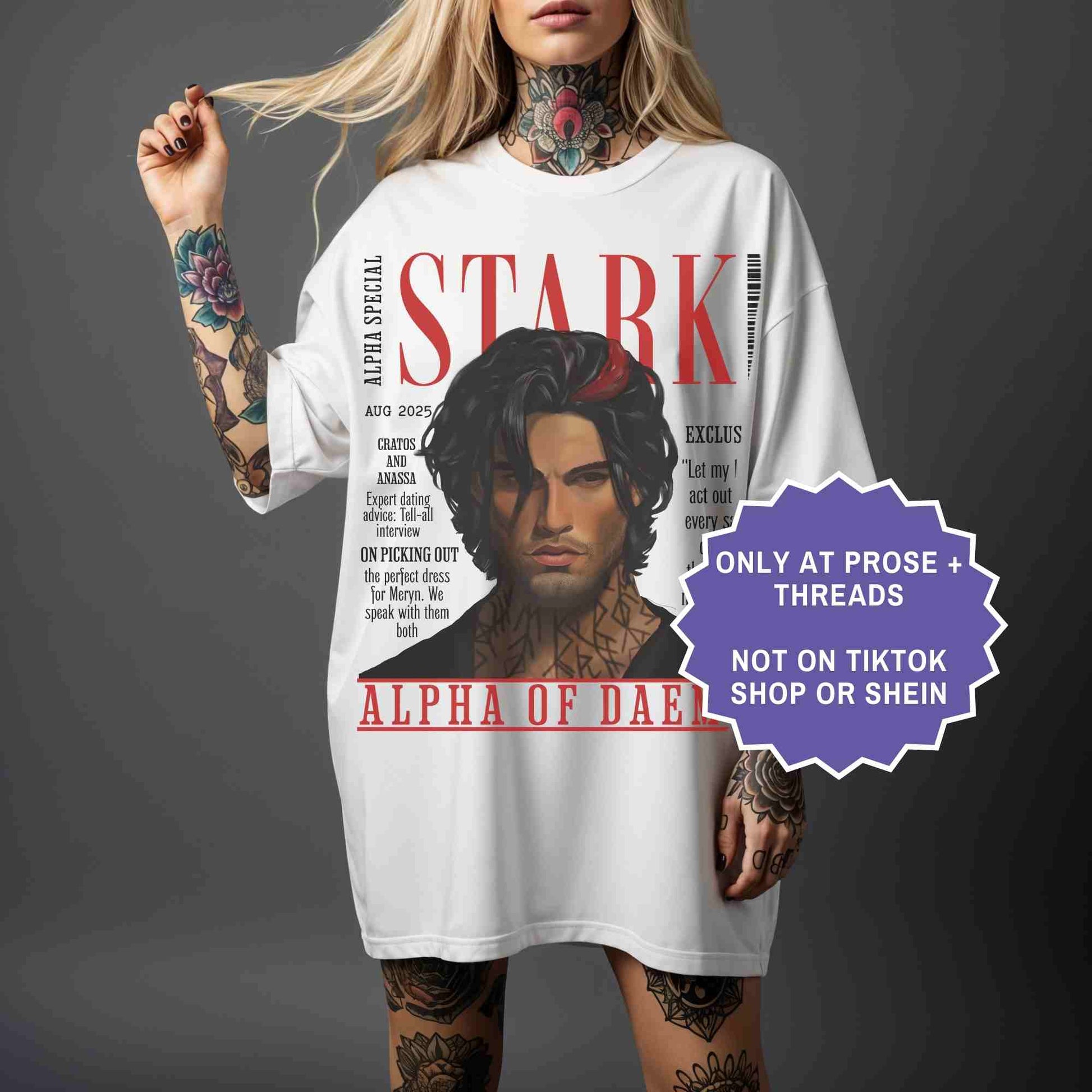 Stark Therion tee inspired by Dire Bound. A dark romantasy shirt for book lovers and fantasy readers.