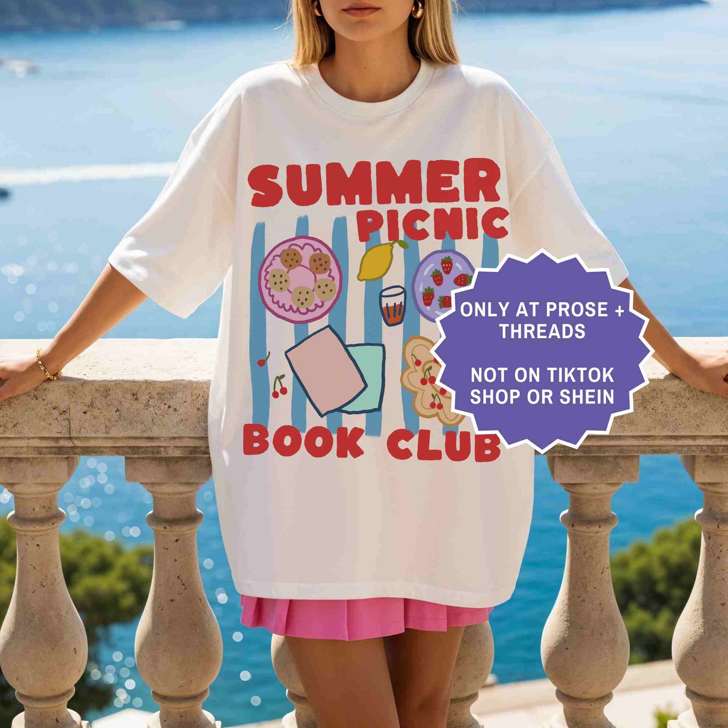 Summer picnic book club tee for book lovers. A cute, aesthetic shirt perfect for readers, book clubs, and sunny days.