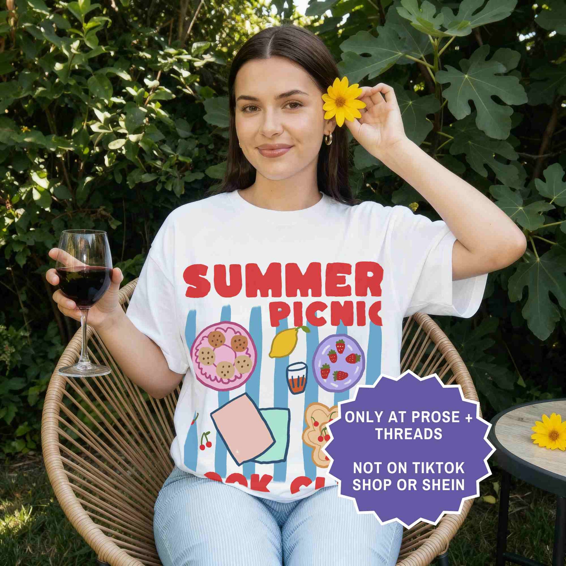 Summer picnic book club tee for book lovers. A cute, aesthetic shirt perfect for readers, book clubs, and sunny days.