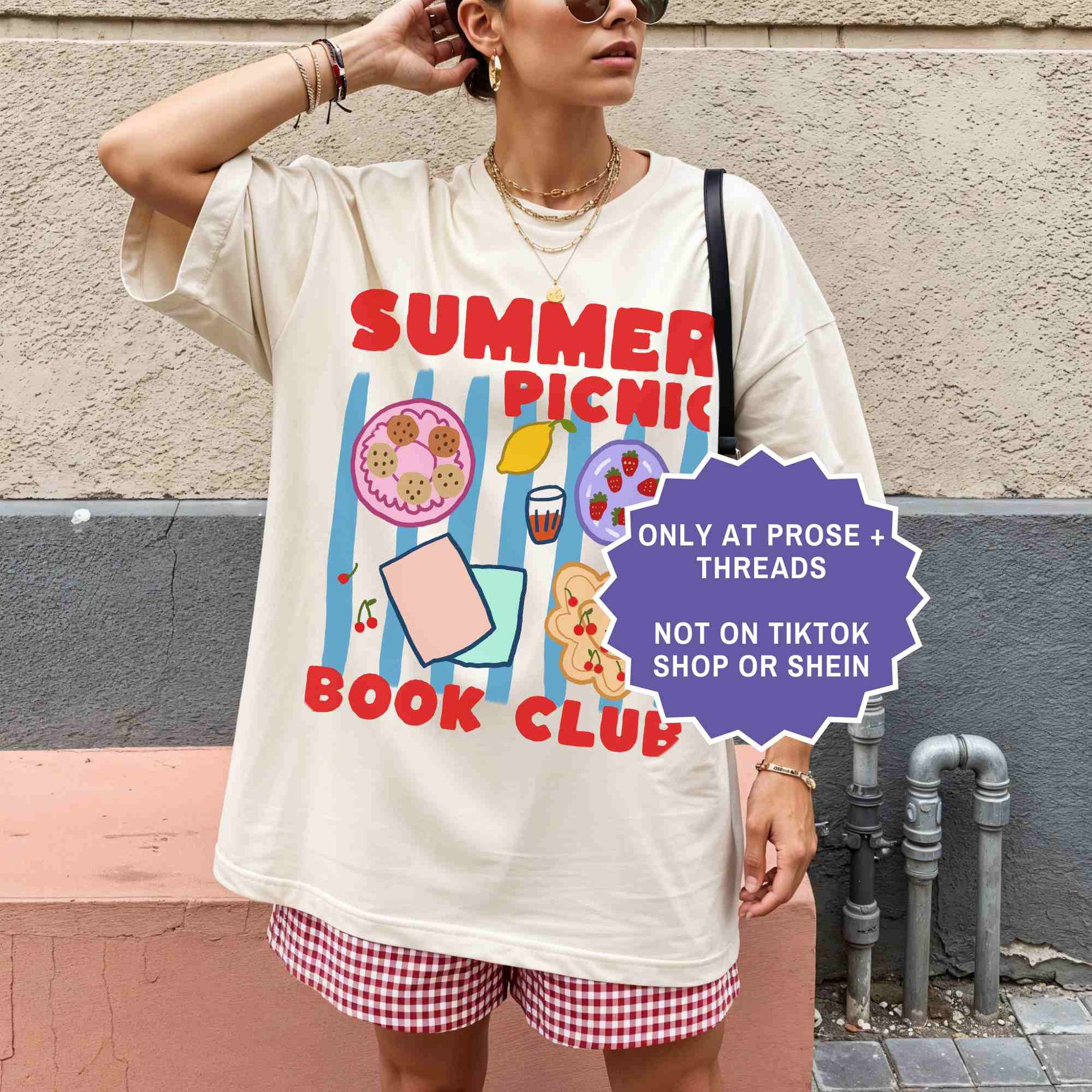 Summer picnic book club tee for book lovers. A cute, aesthetic shirt perfect for readers, book clubs, and sunny days.