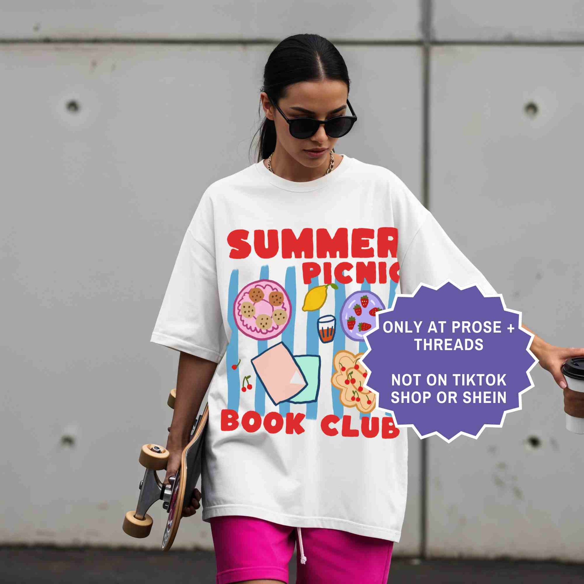 Summer picnic book club tee for book lovers. A cute, aesthetic shirt perfect for readers, book clubs, and sunny days.