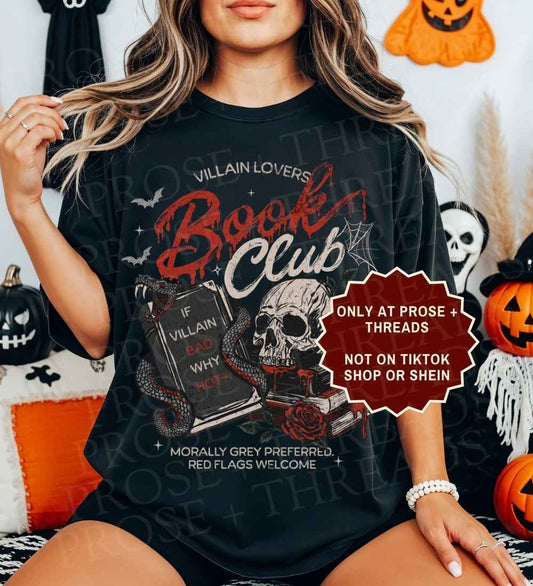 Villain Lovers Book Club Shirt with Morally Grey graphic design