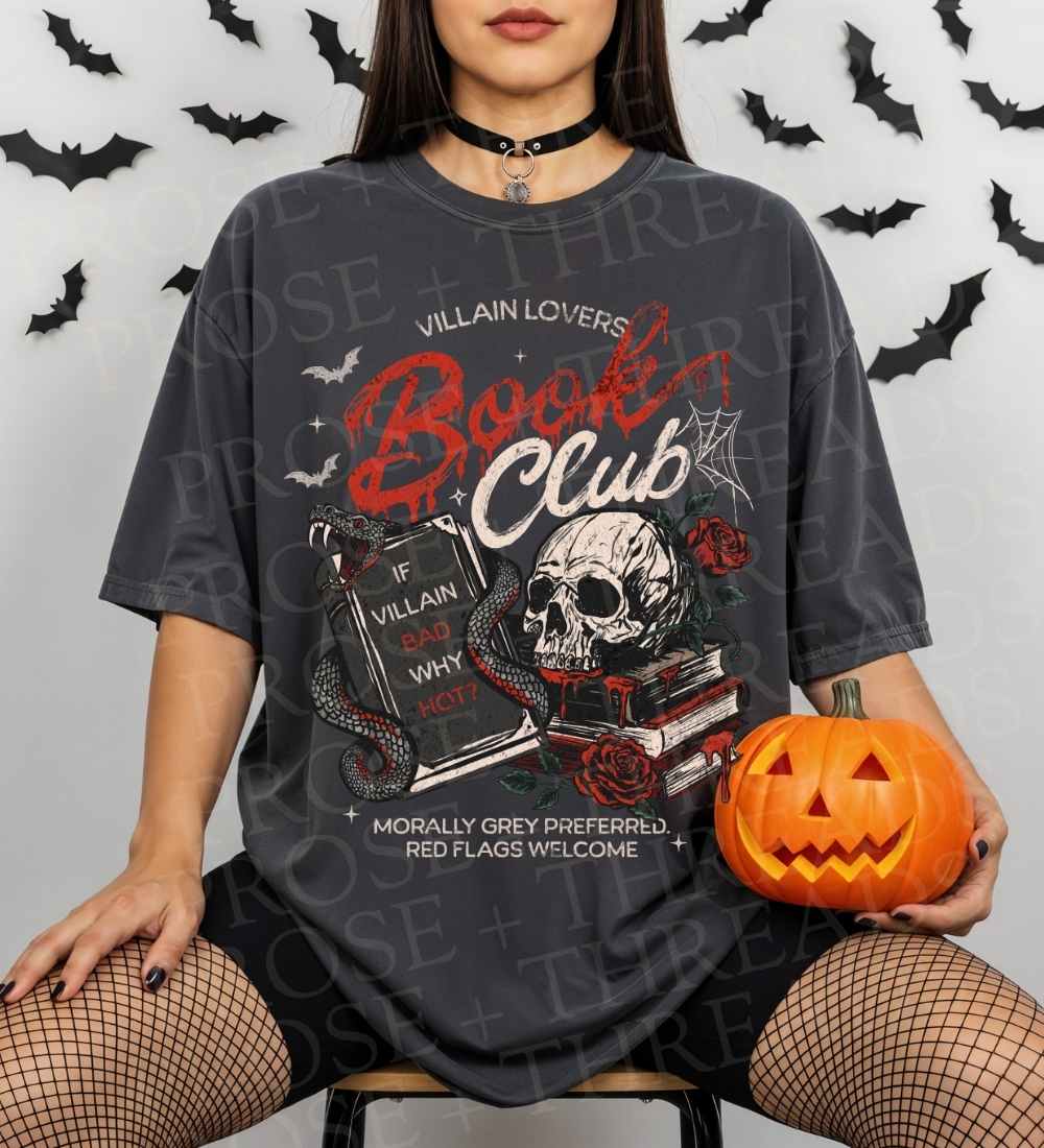 Villain Lovers Book Club Shirt with Morally Grey graphic design