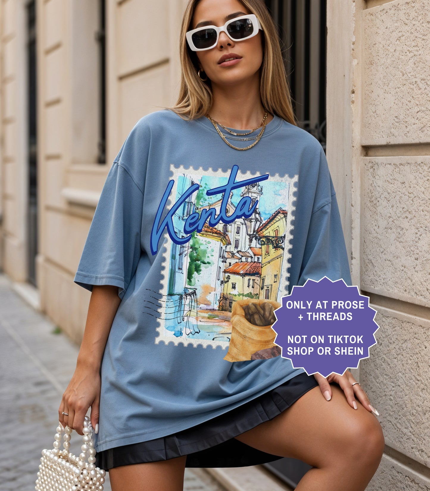 Fantasy romance postcard shirt inspired by Metal Slinger featuring colorful Kenta travel artwork with vintage vacation aesthetic