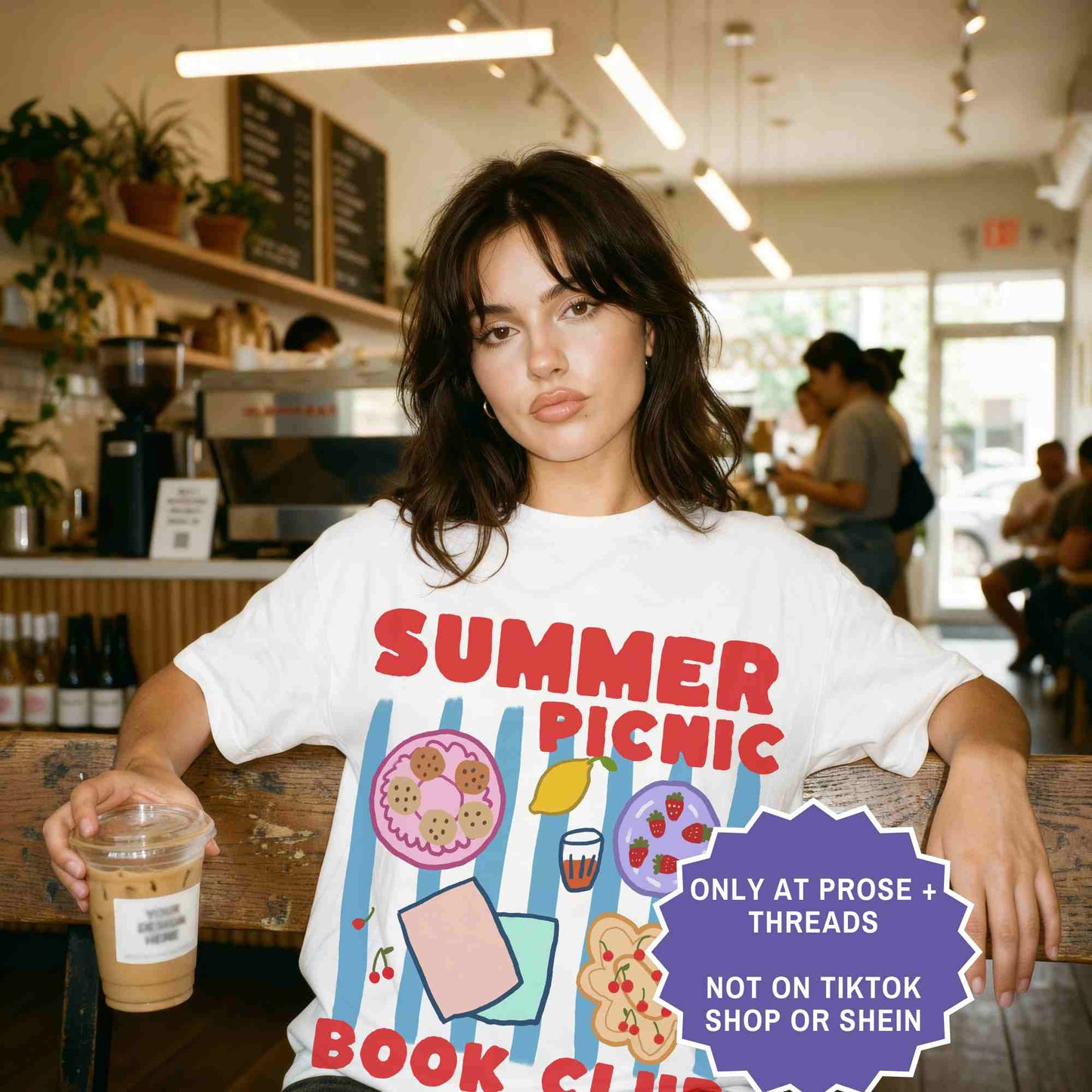 Summer picnic book club tee for book lovers. A cute, aesthetic shirt perfect for readers, book clubs, and sunny days.